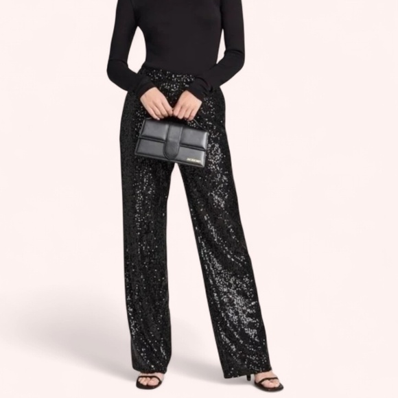 NWOT Stunning Enza Costa Trendy Black Sparkly Sequin Pant SOLD OUT Size 1(Small) - Picture 1 of 14